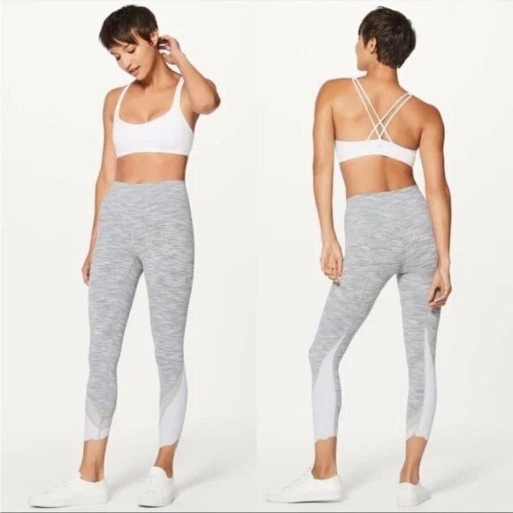 Lululemon Grey Space Dye Wunder‎ Under Scalloped Hem High Rise Leggings